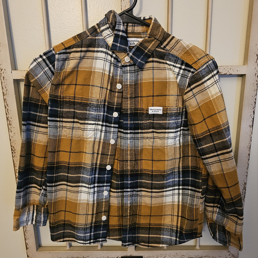 Abercrombie & Fitch Kids Yellow and Black Plaid Shirt